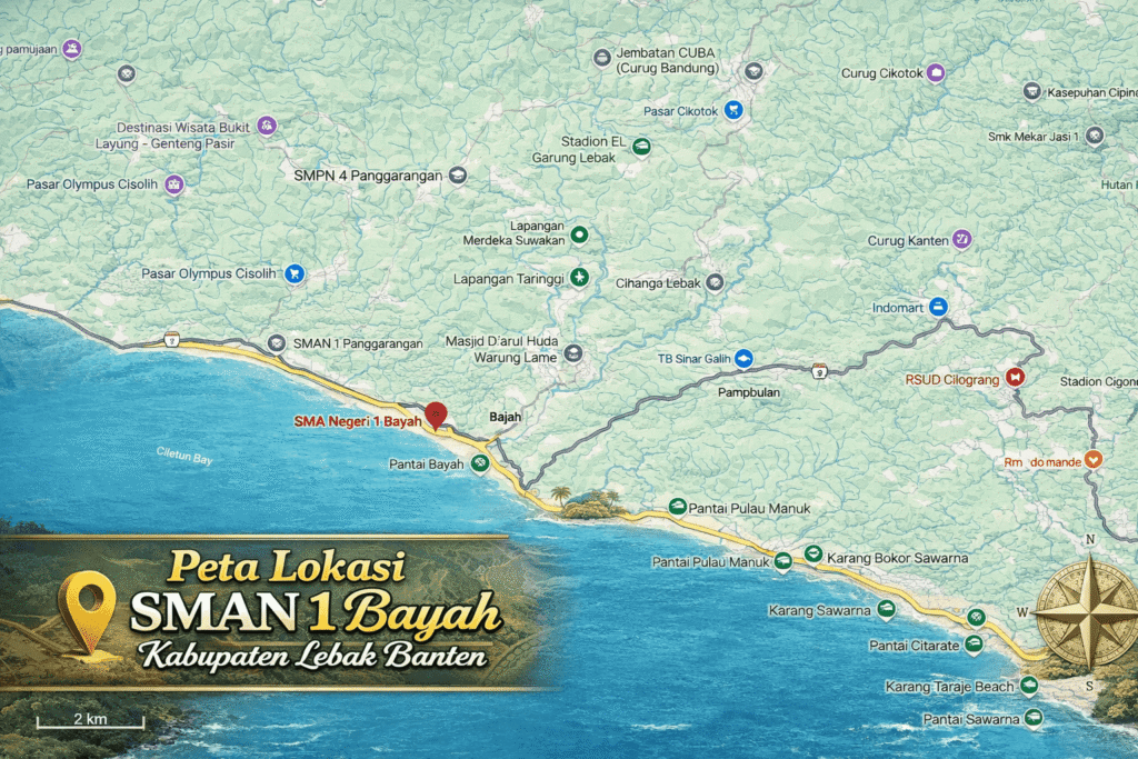 Peta Lokasi SMAN1 Bayah Kabupaten Lebak Banten