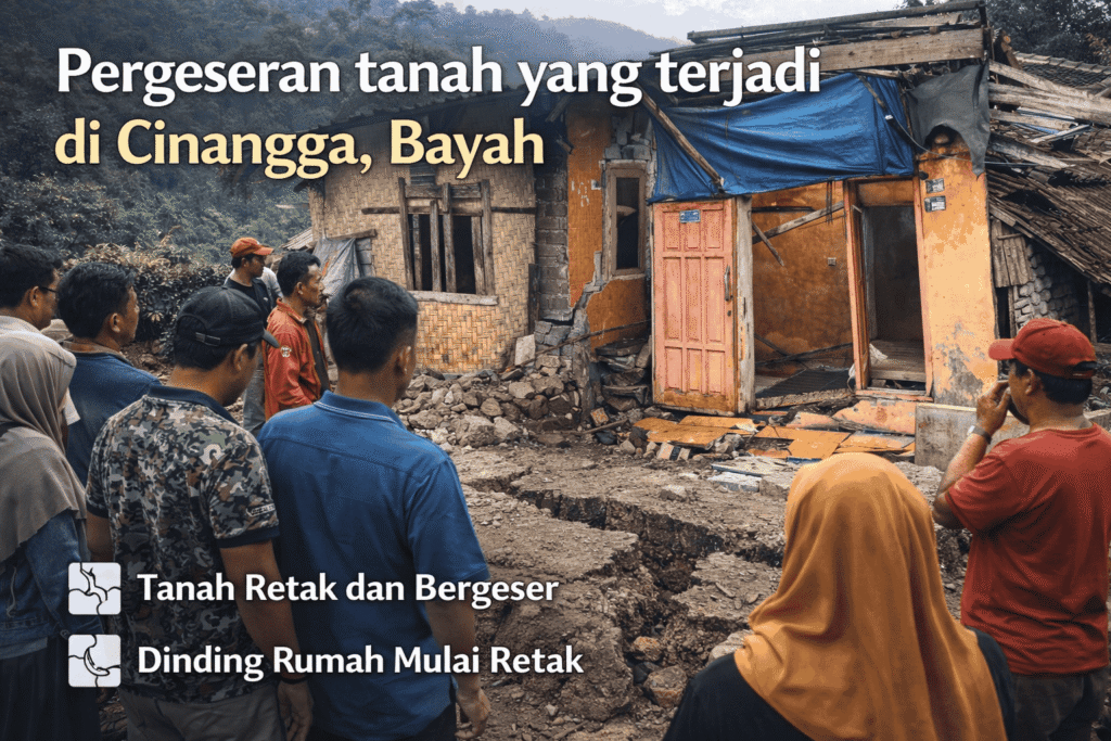 warga mulai waspada akan terjadinya pergeseran tanah