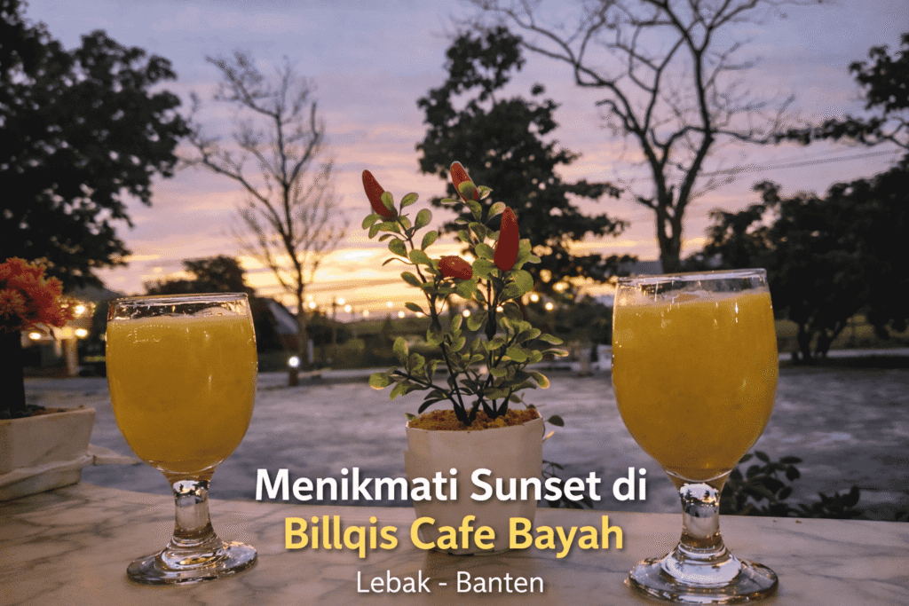 menikmati matahari tenggelam di billqis cafe